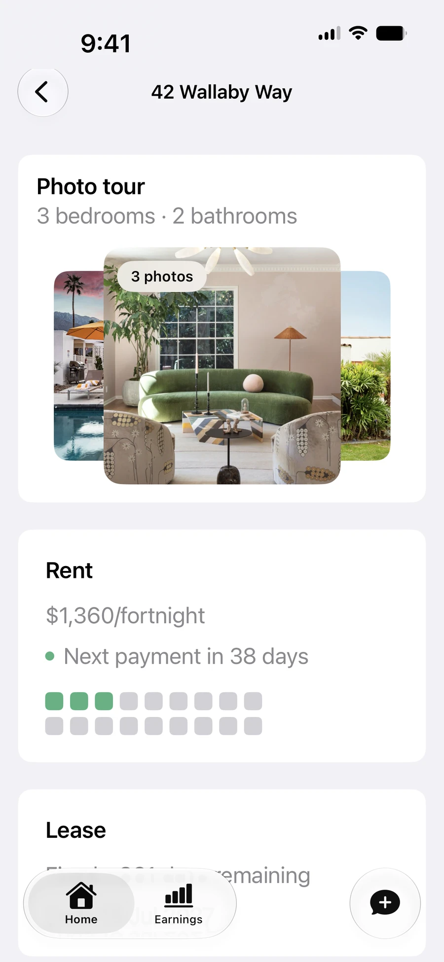 Property hub for 42 Wallaby Way with a photo tour, rent of $1,360 a fortnight and the lease